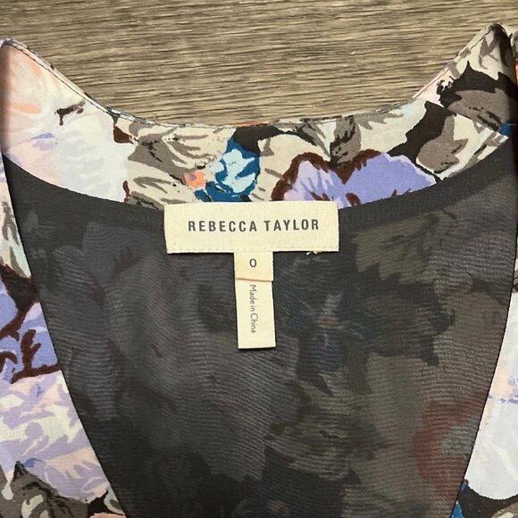 Rebecca Taylor Silk Penelope Dress Floral V-Neck Size 0 - Picture 4 of 6
